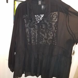 Torrid black button up lace back